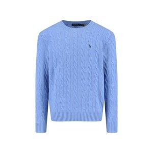 Polo Ralph Lauren Light Blue Cable-Knit Sweater With Classic Crew Neckline - NWT